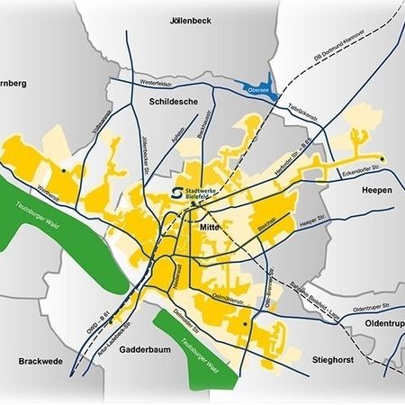 Fernwärme auf einer Karte dargestellt.